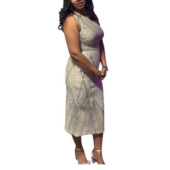 Women's One-Shoulder Sparkling Sequin Party Dress For Holiday Party Clothes Maxi - Picture 6 of 9